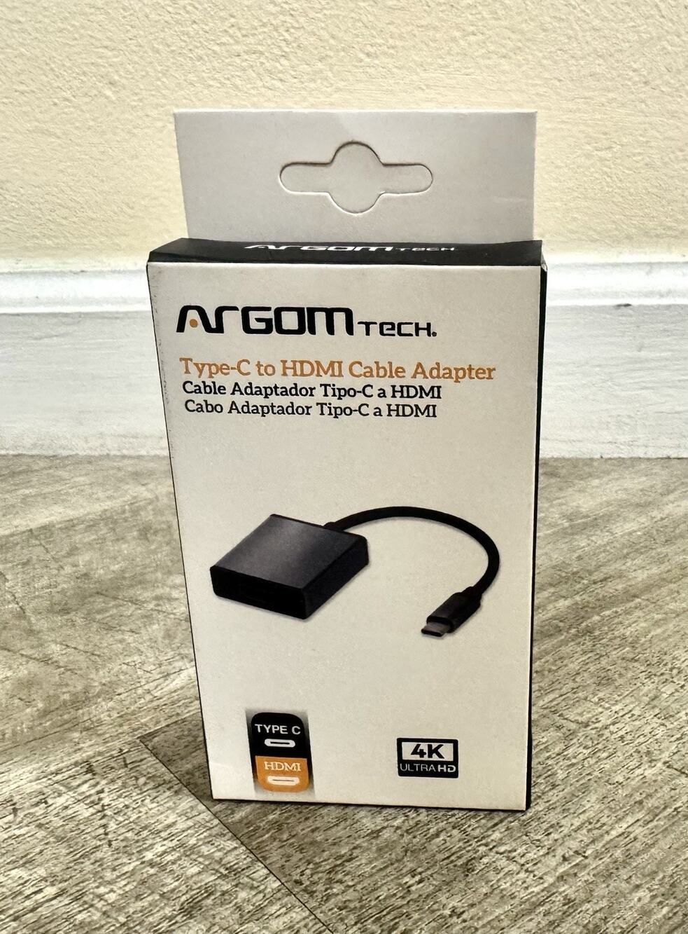 ArgomTech USB-C Male to HDMI Female Adapter Cable 6in Black 4K Plug & Play